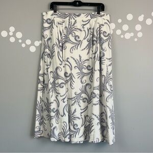 Banana Republic Factory NWT Linen-Blend Paisley Midi Skirt Flounce Hem Size 14